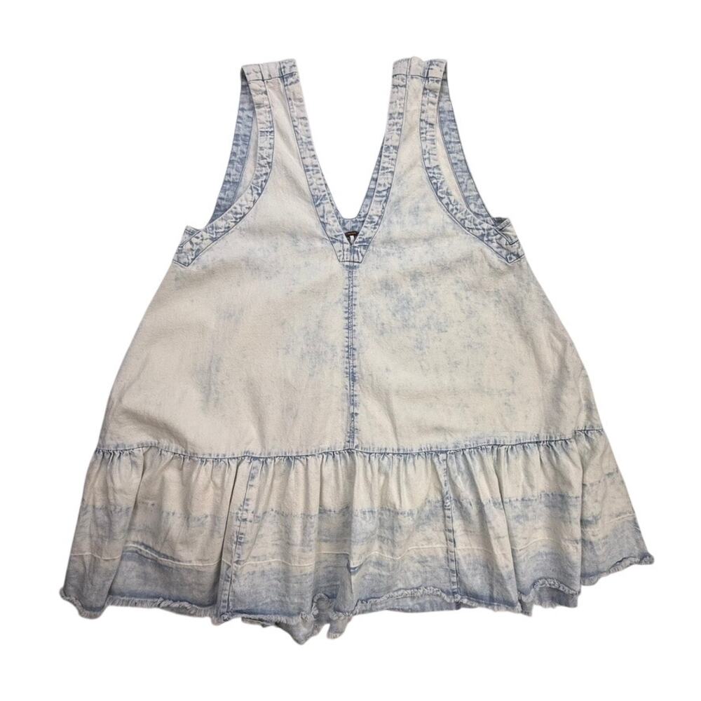 Free People Sunspray Denim Mini Dress Acid Wash Blue Small